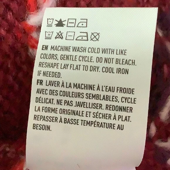 American Eagle Wool Blend Oversized Burgundy Fair Isle Sweater Size XL - Picture 10 of 12